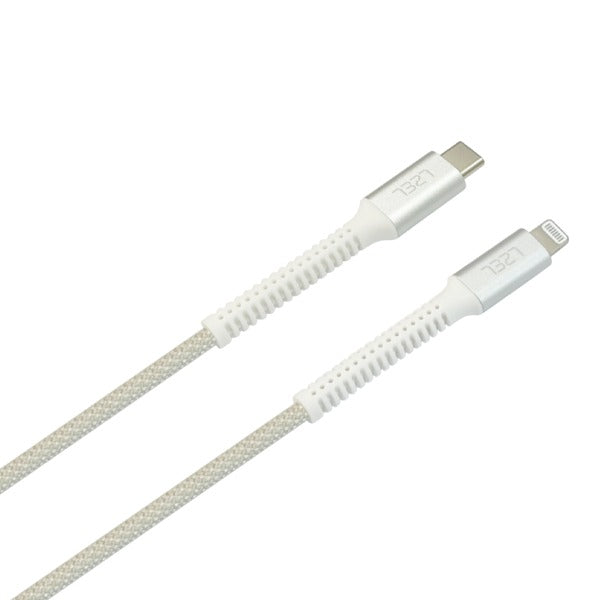 كيبل شحن Celeris Power Volt II من ليزل بقوة 60 واط USB-C إلي Lightning بطول 1.2 متر غطاء مضفر بالأقمشة | أبيض كيبل شحن Celeris Power Volt II من ليزل بقوة 60 واط USB-C إلي Lightning بطول 1.2 متر غطاء مضفر بالأقمشة | أبيض